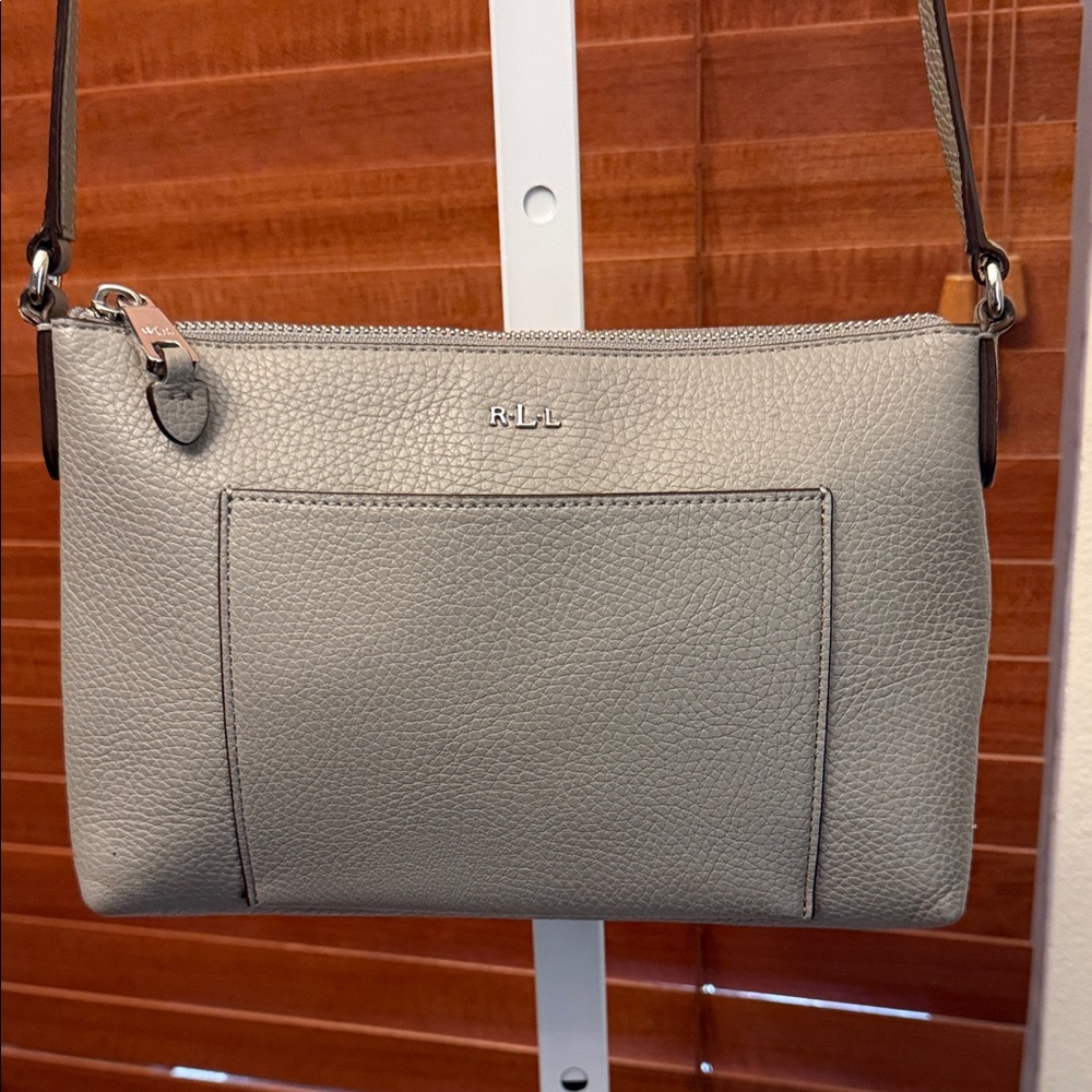 Ralph Lauren Gray Leather Crossbody Bag